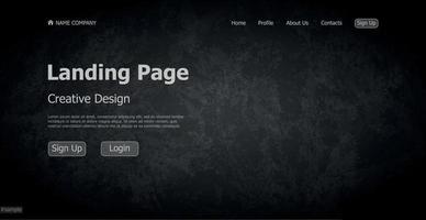 Dark web landing page template digital website landing page design concept - Vector