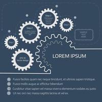 Vector illustration of gears with on the grey background. Infographic vector template