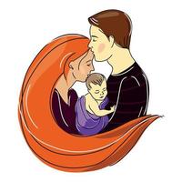 madre y padre con ilustración de vector de bebé recién nacido