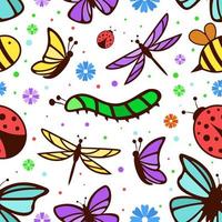 Seamless Pattern Spring Insect vector