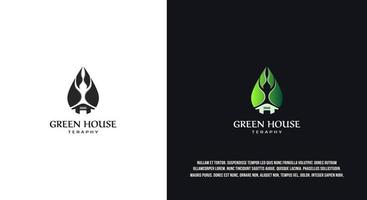 diseño de logotipo de casa verde, vector premium