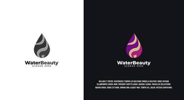 Water drop logo design and woman silhouette vector