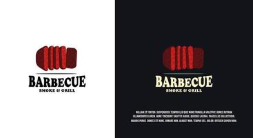 Barbeque logo design, grilled meat illustration vector