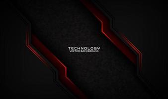 3D black technology abstract background overlap layer on dark space with orange light stripe effect decoration. Graphic design element future style concept for flyer, banner, brochure, or landing page vector