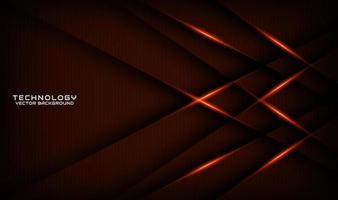 3D brown technology abstract background overlap layer on dark space with orange light effect decoration. Graphic design element future style concept for flyer, banner, brochure cover, or landing page vector
