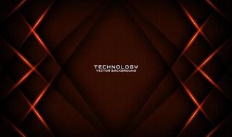 3D brown technology abstract background overlap layer on dark space with orange light effect decoration. Graphic design element future style concept for flyer, banner, brochure cover, or landing page vector