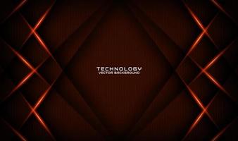 3D brown technology abstract background overlap layer on dark space with orange light effect decoration. Graphic design element future style concept for flyer, banner, brochure cover, or landing page vector