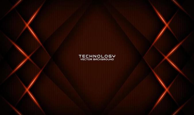 3D brown technology abstract background overlap layer on dark space with orange light effect decoration. Graphic design element future style concept for flyer, banner, brochure cover, or landing page