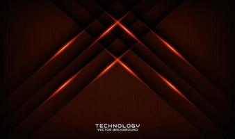 3D brown technology abstract background overlap layer on dark space with orange light effect decoration. Graphic design element future style concept for flyer, banner, brochure cover, or landing page vector