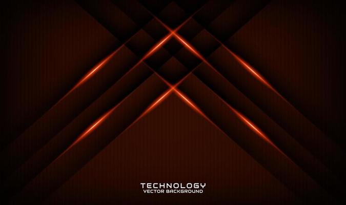 3D brown technology abstract background overlap layer on dark space with orange light effect decoration. Graphic design element future style concept for flyer, banner, brochure cover, or landing page