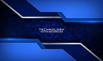 3D blue technology abstract background overlap layer on dark space with silver stripe effect decoration. Graphic design element future style concept for flyer, banner, brochure cover, or landing page vector