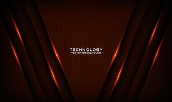 3D brown technology abstract background overlap layer on dark space with orange light effect decoration. Graphic design element future style concept for flyer, banner, brochure cover, or landing page vector