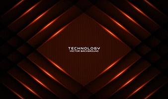 3D brown technology abstract background overlap layer on dark space with orange light effect decoration. Graphic design element future style concept for flyer, banner, brochure cover, or landing page vector