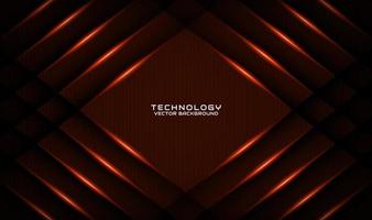 3D brown technology abstract background overlap layer on dark space with orange light effect decoration. Graphic design element future style concept for flyer, banner, brochure cover, or landing page vector