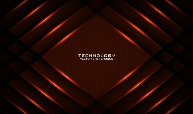 3D brown technology abstract background overlap layer on dark space with orange light effect decoration. Graphic design element future style concept for flyer, banner, brochure cover, or landing page
