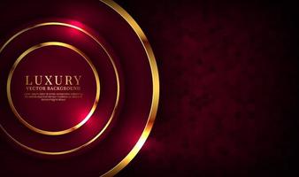 3D red luxury abstract background overlap layers on dark space with golden circles effect decoration. Graphic design element future style concept for flyer, banner, brochure cover, or landing page vector