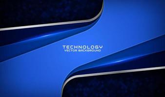 3D blue technology abstract background overlap layer on dark space with silver stripe effect decoration. Graphic design element future style concept for flyer, banner, brochure cover, or landing page vector