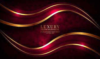 3D red luxury abstract background overlap layers on dark space with golden waves effect decoration. Graphic design element future style concept for flyer, banner, brochure cover, or landing page vector