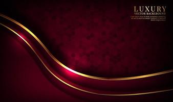 3D red luxury abstract background overlap layers on dark space with golden waves effect decoration. Graphic design element future style concept for flyer, banner, brochure cover, or landing page vector