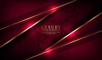 3D red luxury abstract background overlap layers on dark space with golden lines effect decoration. Graphic design element future style concept for flyer, banner, brochure cover, or landing page vector