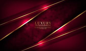 3D red luxury abstract background overlap layers on dark space with golden lines effect decoration. Graphic design element future style concept for flyer, banner, brochure cover, or landing page vector