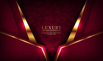 3D red luxury abstract background overlap layers on dark space with golden lines effect decoration. Graphic design element future style concept for flyer, banner, brochure cover, or landing page vector