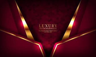 3D red luxury abstract background overlap layers on dark space with golden lines effect decoration. Graphic design element future style concept for flyer, banner, brochure cover, or landing page vector