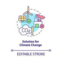 solución para el icono del concepto de cambio climático. beneficios de la electrificación idea abstracta ilustración de línea delgada. dibujo de contorno aislado. trazo editable. roboto-medium, innumerables fuentes pro-bold utilizadas vector