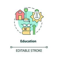 Education concept icon. Rural electrification economic benefits abstract idea thin line illustration. Isolated outline drawing. Editable stroke. Roboto-Medium, Myriad Pro-Bold fonts used vector