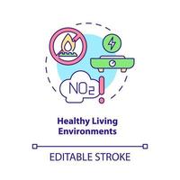 Healthy living environments concept icon. Benefits of electrification abstract idea thin line illustration. Isolated outline drawing. Editable stroke. Roboto-Medium, Myriad Pro-Bold fonts used vector