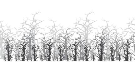 Silhouette of a big dead tree in the forest vector