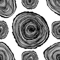 sección transversal de un sorteo de mano de patrones sin fisuras de árbol. los anillos de los árboles dibujan a mano un patrón vectorial sin costuras. fondo de tronco de árbol cortado con sierra. patrón transparente de vector. vector