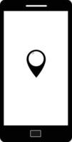 location pin icon in phone. gps phone. mobile location apps icon. vector