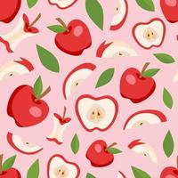 Red Apple seamless pattern. Abstract art print. Design for paper, covers, cards, fabrics, interior items and any. Vector illustration about fruit