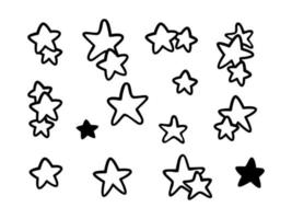 elementos de línea y silueta de pequeñas estrellas negras. ilustración vectorial para la decoración. vector