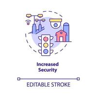 icono de concepto de mayor seguridad. beneficios de los servicios de energía y re ilustración de línea delgada de idea abstracta. dibujo de contorno aislado. trazo editable. roboto-medium, innumerables fuentes pro-bold utilizadas vector