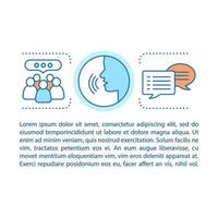 Speaking concept linear illustration. Basic language skills. Article, brochure, magazine page layout with text boxes. Communication skill. Print design. Vector isolated outline drawing