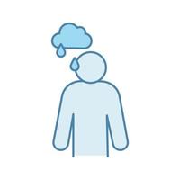 Sadness color icon. Bad mood. Depression and fatigue. Apathy. Stress symptom. Isolated vector illustration