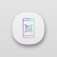 QR code scanning smartphone app icon. Matrix barcode scanner. 2D code mobile phone reader. UI UX user interface. Web or mobile application. Vector isolated illustration