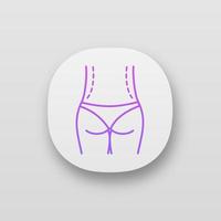 Waist correction surgery app icon. Flanks liposuction. Waist contouring and fat removal plastic surgery. Belt lipectomy. UI UX user interface. Web or mobile application. Vector isolated illustration