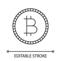 Bitcoin linear icon. Cryptocurrency. Thin line illustration. Digital money. Contour symbol. Vector isolated outline drawing. Editable stroke