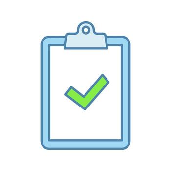 portapapeles con icono de color de marca de verificación. prueba, examen completado con éxito. verificación y validación. aprobado. probado con éxito. ilustración vectorial aislada vector