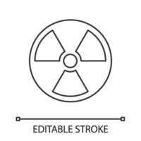 Nuclear energy linear icon. Atomic power. Thin line illustration. Radiation. Radioactive danger. Contour symbol. Vector isolated outline drawing. Editable stroke