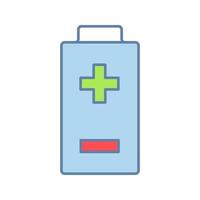 Battery with plus and minus signs color icon. Charging. Battery level indicator. Isolated vector illustration