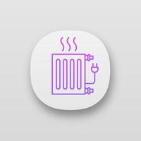 Electric radiator app icon. Heating battery. Heater. UI UX user interface. Web or mobile application. Vector isolated illustration