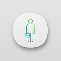 Businessman app icon. UI UX user interface. Worker. Investor, manager. Person with briefcase. Web or mobile application. Vector isolated illustration