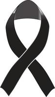 Black awareness ribbon. Mourning and melanoma sign. vector