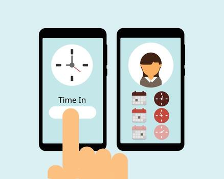 time and attendance tracking application to track employees vector