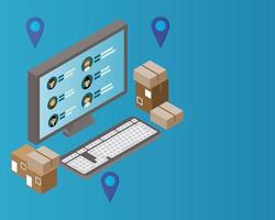 Omnichannel Inventory Management real-time with both online and offline stock vector