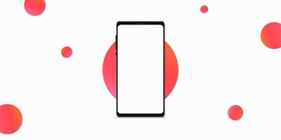 Minimal realistic smartphone mockup with modern gradient circle shape decoration on white background. vector